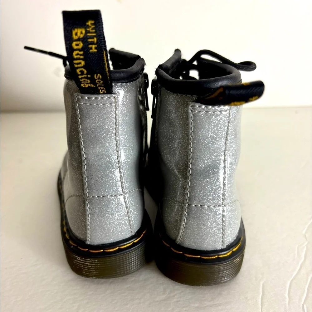 Dr. Martens 1460 Silver Glitter Toddler Lace Up Boots size 10